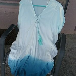 Green Dragon dip-dye crinkle cover-up NWOT